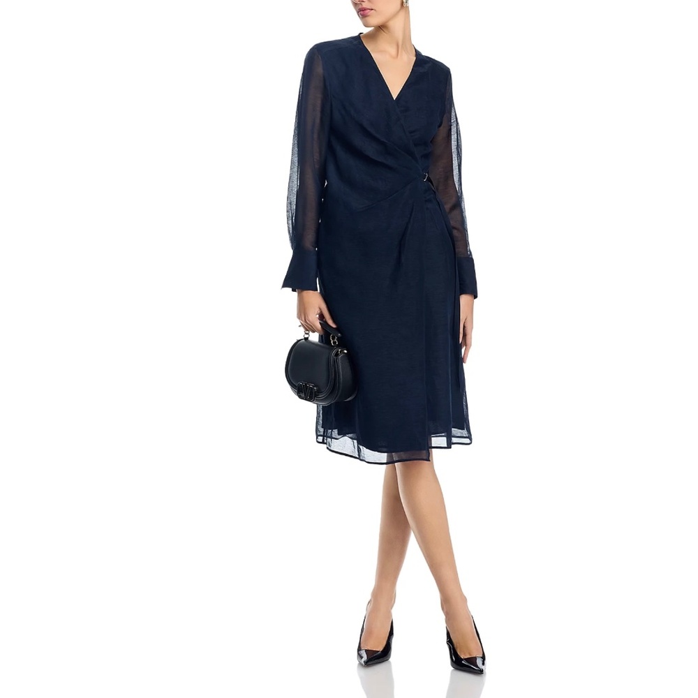 NWT Hugo BOSS 💙Gorgeous Long Sleeve Wrap Dress Blue size 8